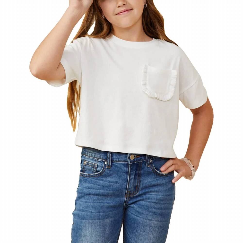 NEW HAYDEN LA ruffle pocket t shirt in white